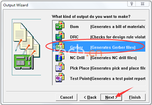 Gerber (generates gerber files)，繼續(xù)下一步