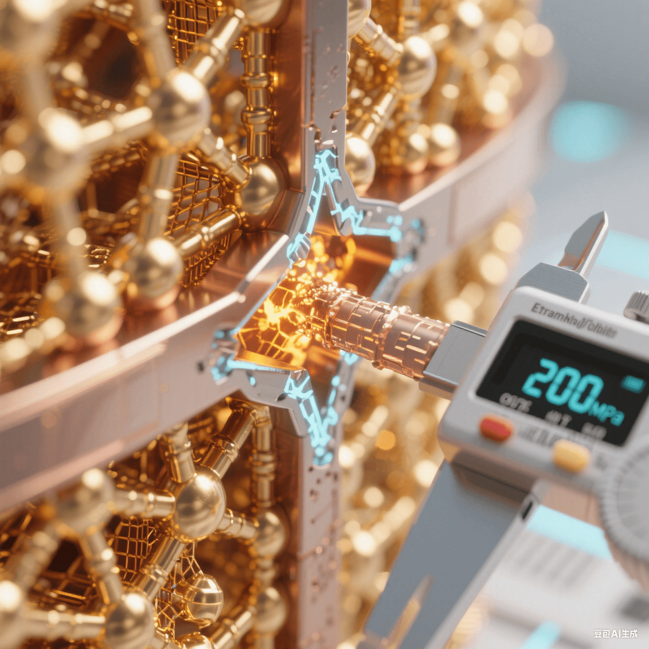 銅 - 銅鍵合界面在高溫加壓下晶格融合，分子動力學模擬展示金屬擴散過程