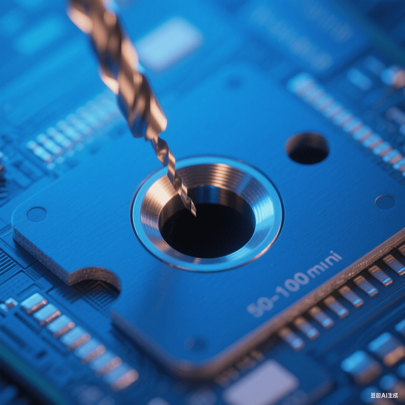 HDI 技術中的激光微孔，包括微盲孔和微埋孔。