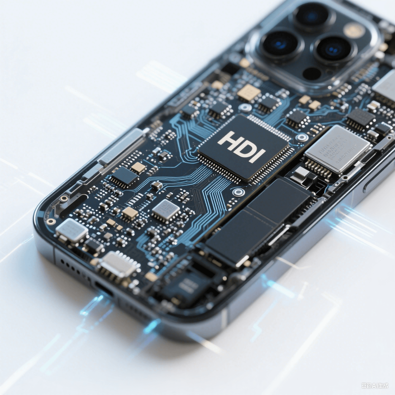 HDI 技術在智能手機主板中的應用。