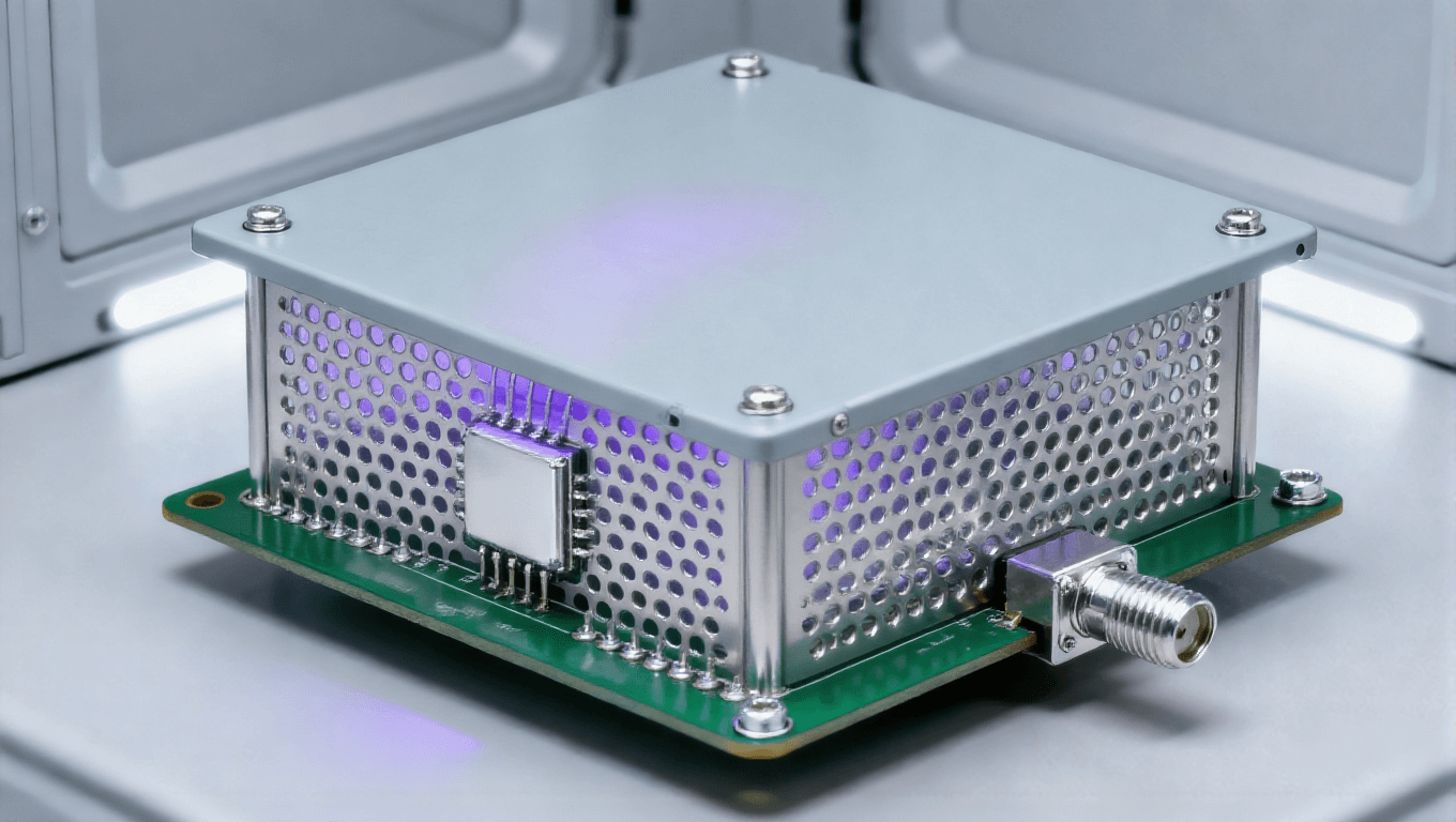 射頻前端 PCB 屏蔽防護場景，過孔墻 + 金屬屏蔽罩實現(xiàn) 70dB@10GHz 隔離度