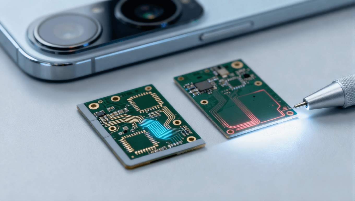 PCB集成光學(xué)傳感器場(chǎng)景，8層HDI+遮光屏蔽層實(shí)現(xiàn)0.7mm薄型化適配手機(jī)主攝