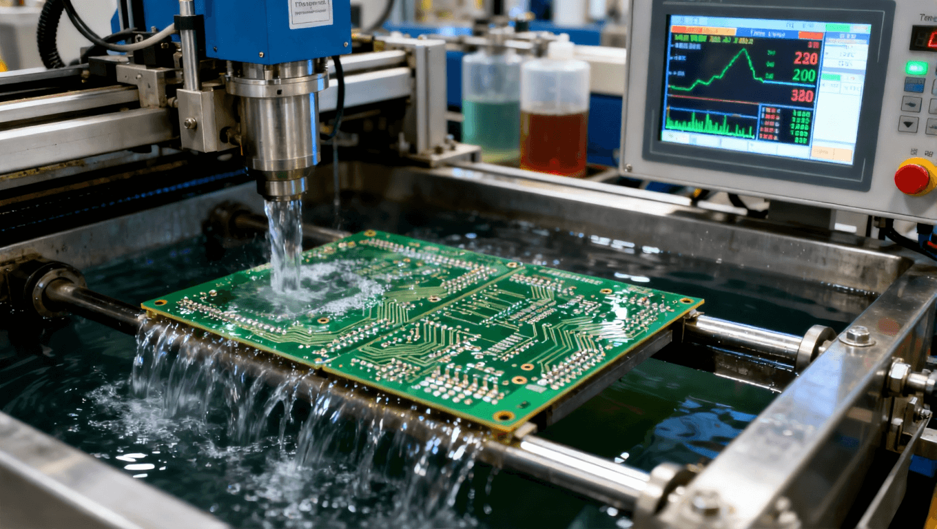 高精度設(shè)備與液體控制，展示電路板鍍鎳金工藝的嚴(yán)謹(jǐn)控制