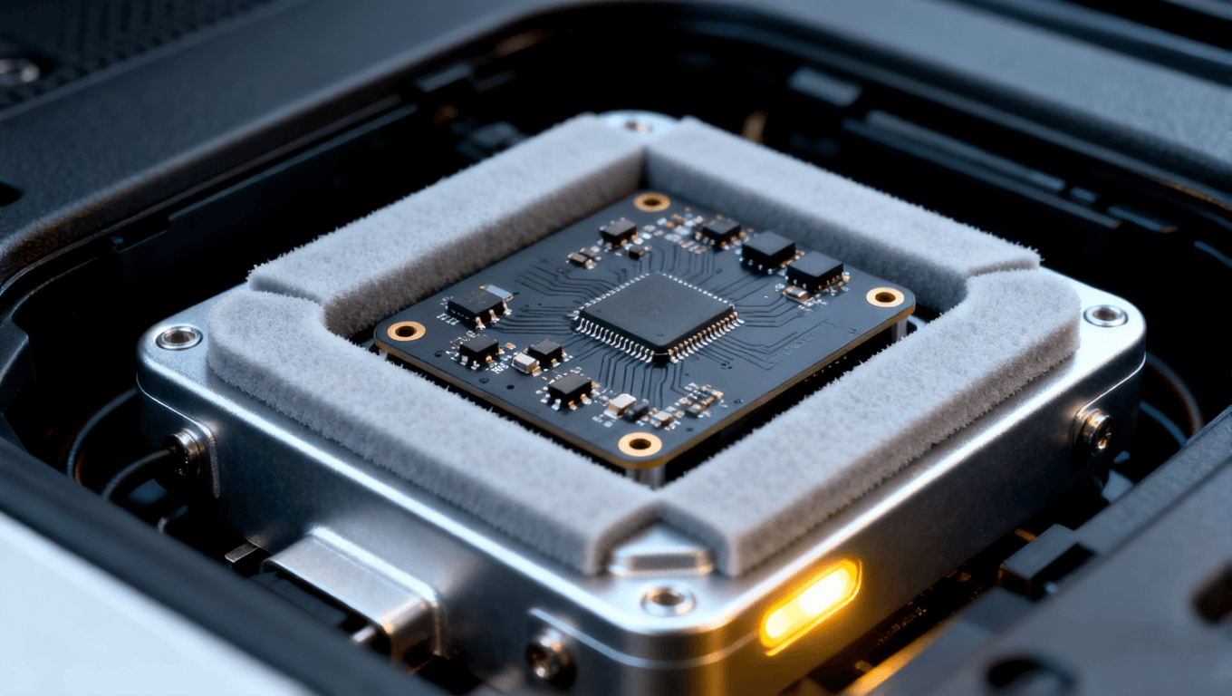 車載雷達(dá)內(nèi)部 阻抗控制板與防震橡膠墊安裝場景 車載雷達(dá)內(nèi)部 阻抗控制板與防震橡膠墊安裝場景