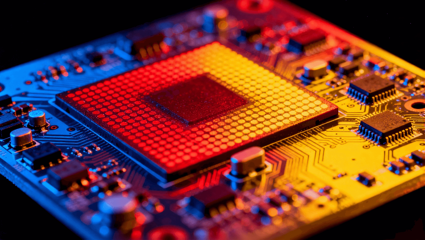 回流焊過程中PCB板三維熱分布可視化圖像，表現(xiàn)不同元件的熱響應(yīng)差異