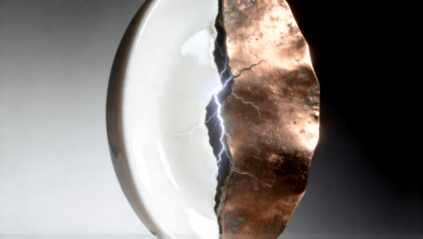 陶瓷與金屬材料特性對(duì)比示意圖，表現(xiàn)兩者在熱膨脹與結(jié)合性上的本質(zhì)差異