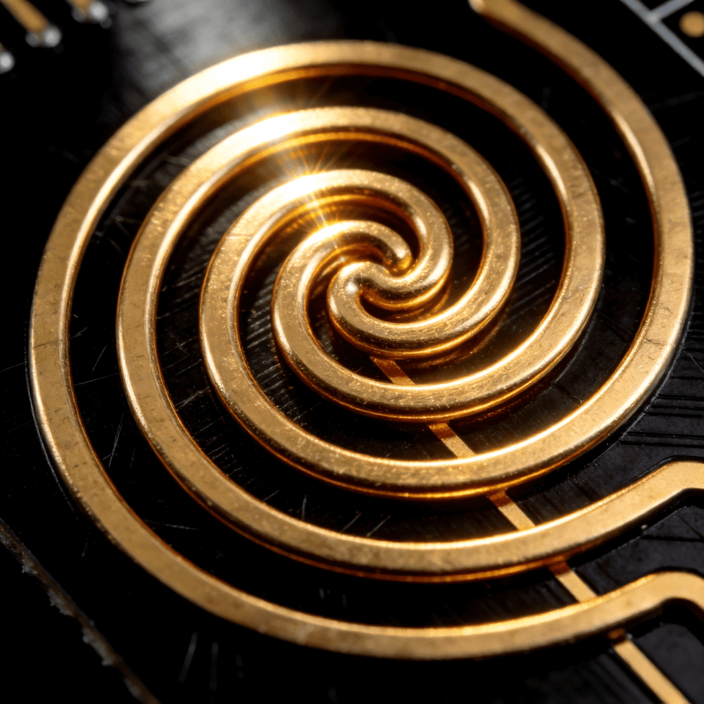 高效蝸狀結(jié)構(gòu)無線充電器PCB線圈精密圖案特寫 高效蝸狀結(jié)構(gòu)無線充電器PCB線圈精密圖案特寫