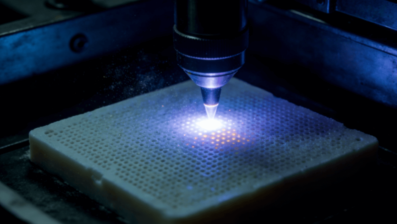 陶瓷基板紫外激光鉆孔過(guò)程示意圖