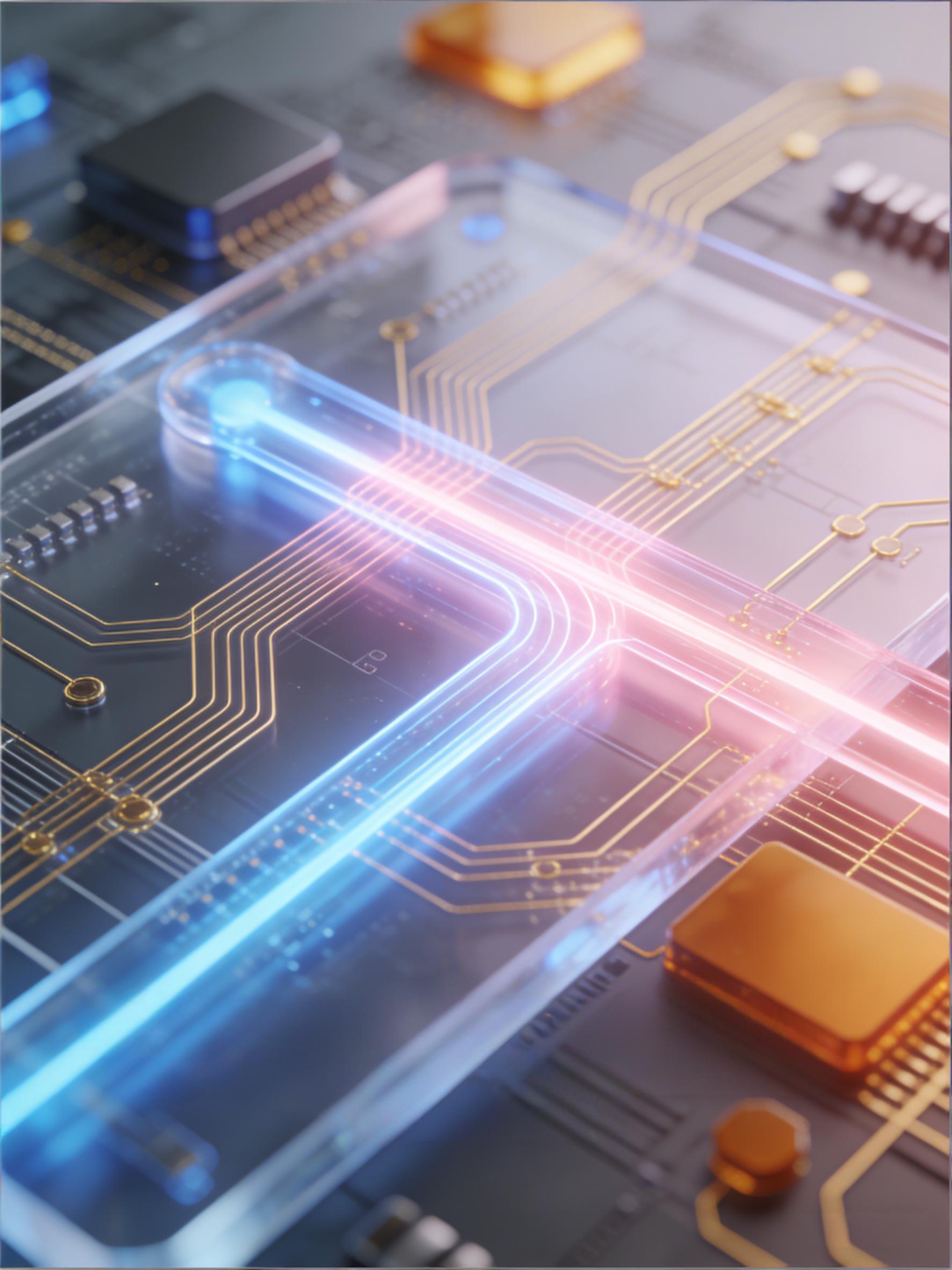 CPO光電共封裝集成布局概念圖，展示光波導(dǎo)與電路在硅光基板上的協(xié)同布局與信號(hào)融合