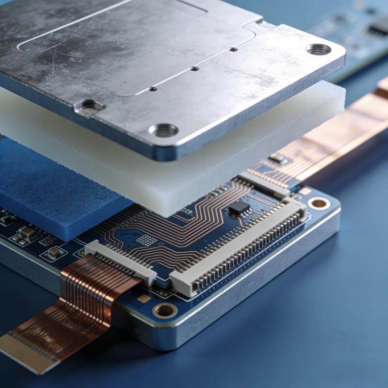 熱覆層PCB選型與設(shè)計(jì)：工程師工作臺(tái)上展示鋁基板與銅基板結(jié)構(gòu)細(xì)節(jié)，突出三層復(fù)合核心設(shè)計(jì)要素