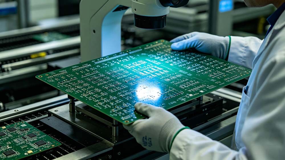 無鹵PCB核心定義與阻燃原理 工程師在無塵車間檢測(cè)電路板特寫封面